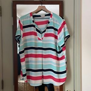 Van Heusen Blue/white/pink blouse.